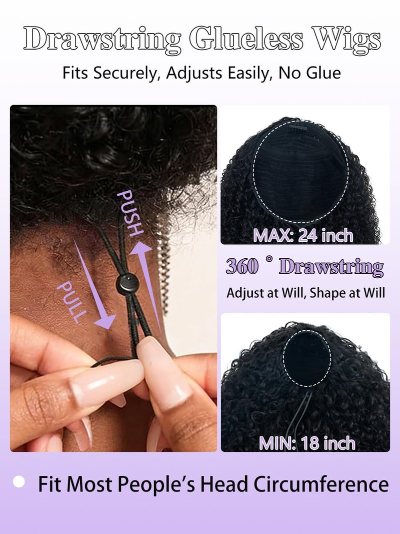 Kinky Curly Half Wig - 20 Inch Human Hair, 200% Density | Glueless 3-in-1 Design for Protective Styling