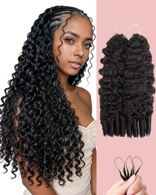 Human Crochet Hair for Black Women, Feather Human Hair Crochet Extensions 110g 80 Strands, Miracle Knots Hair Bundles, Soft Lightweight Burmese Curly Texture for Protective Styles 14.01 Inch