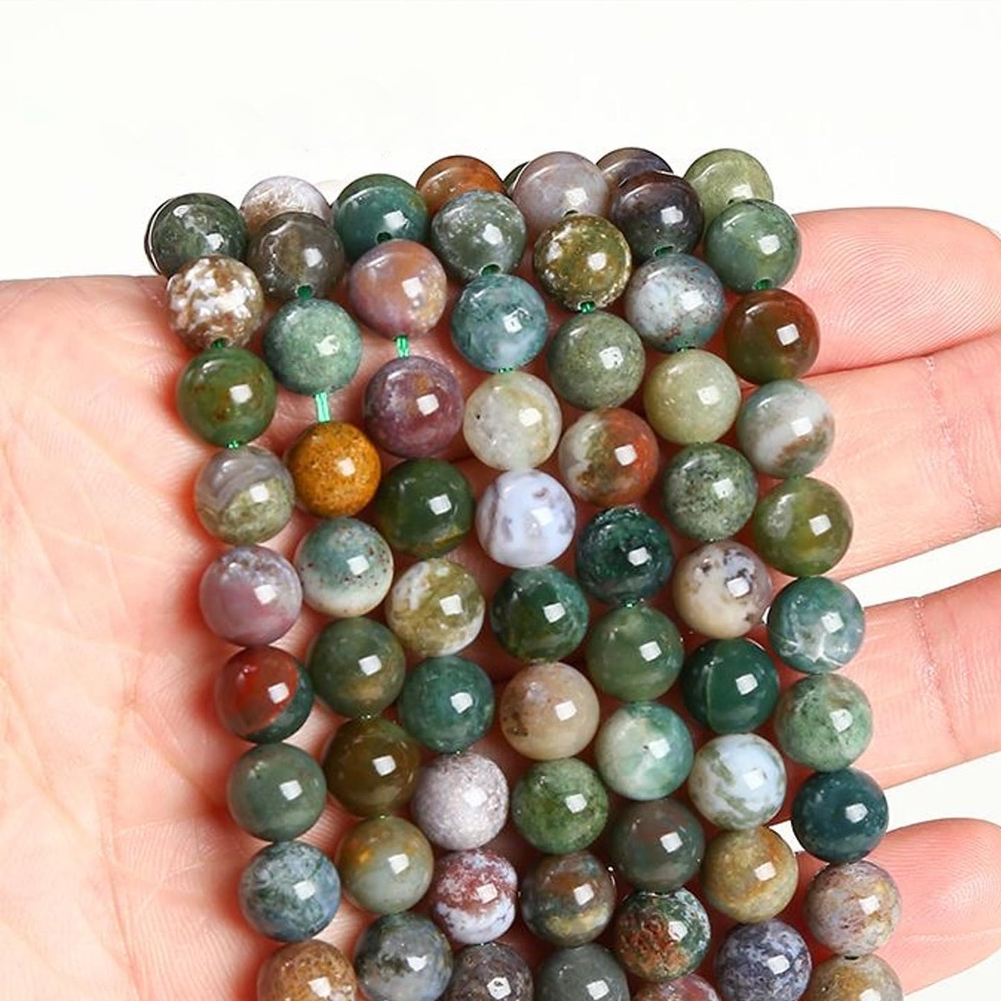 60Pcs Natural Indian Agate Beads, 6mm Round Gemstone Loose Beads Strand (15") for Jewelry Making, DIY Necklace & Bracelet Supplies