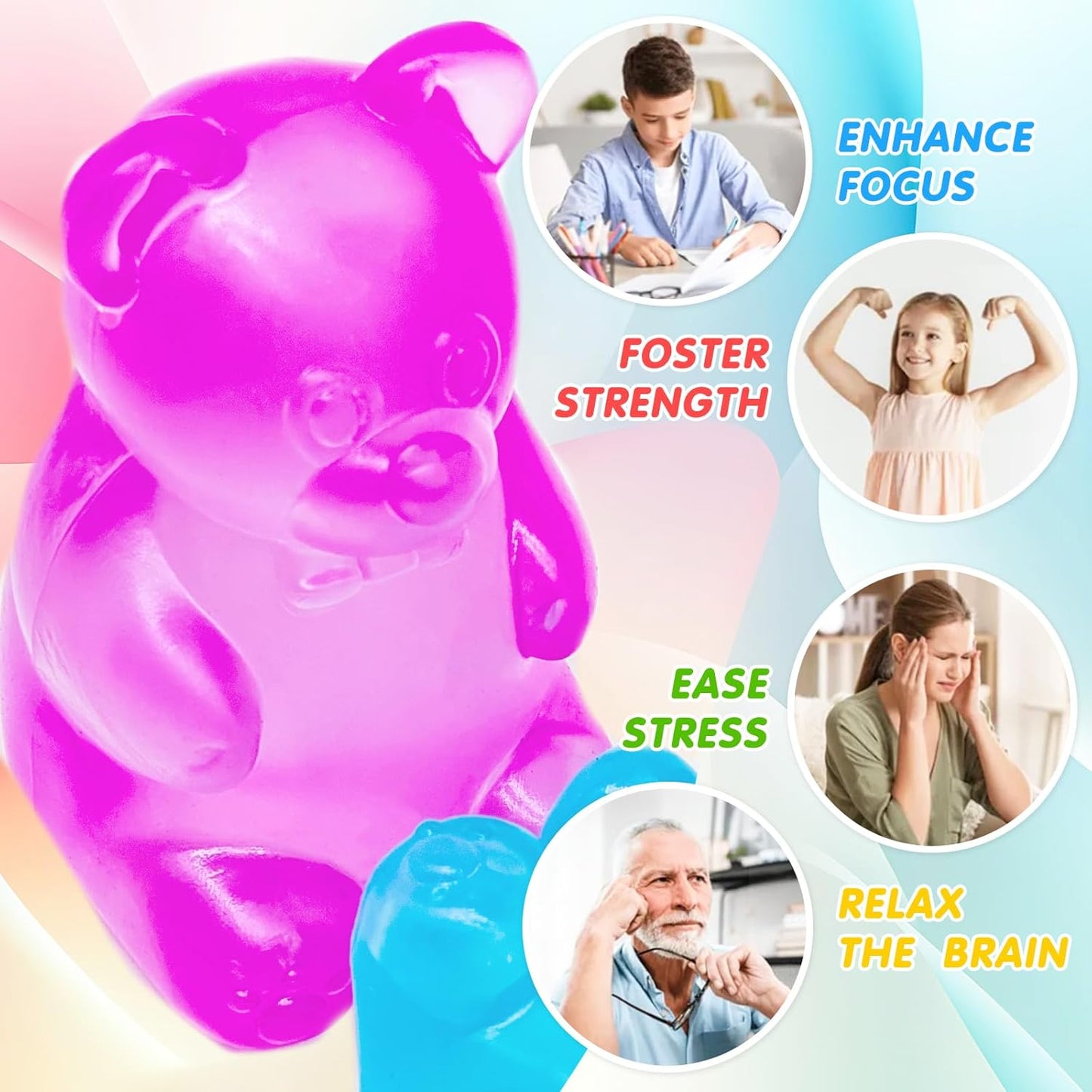 Squishy Stress Cube | Fidget Toy for Kids & Adults - Stretchy Diamond Malt Sugar Ice Cube for Anxiety Relief