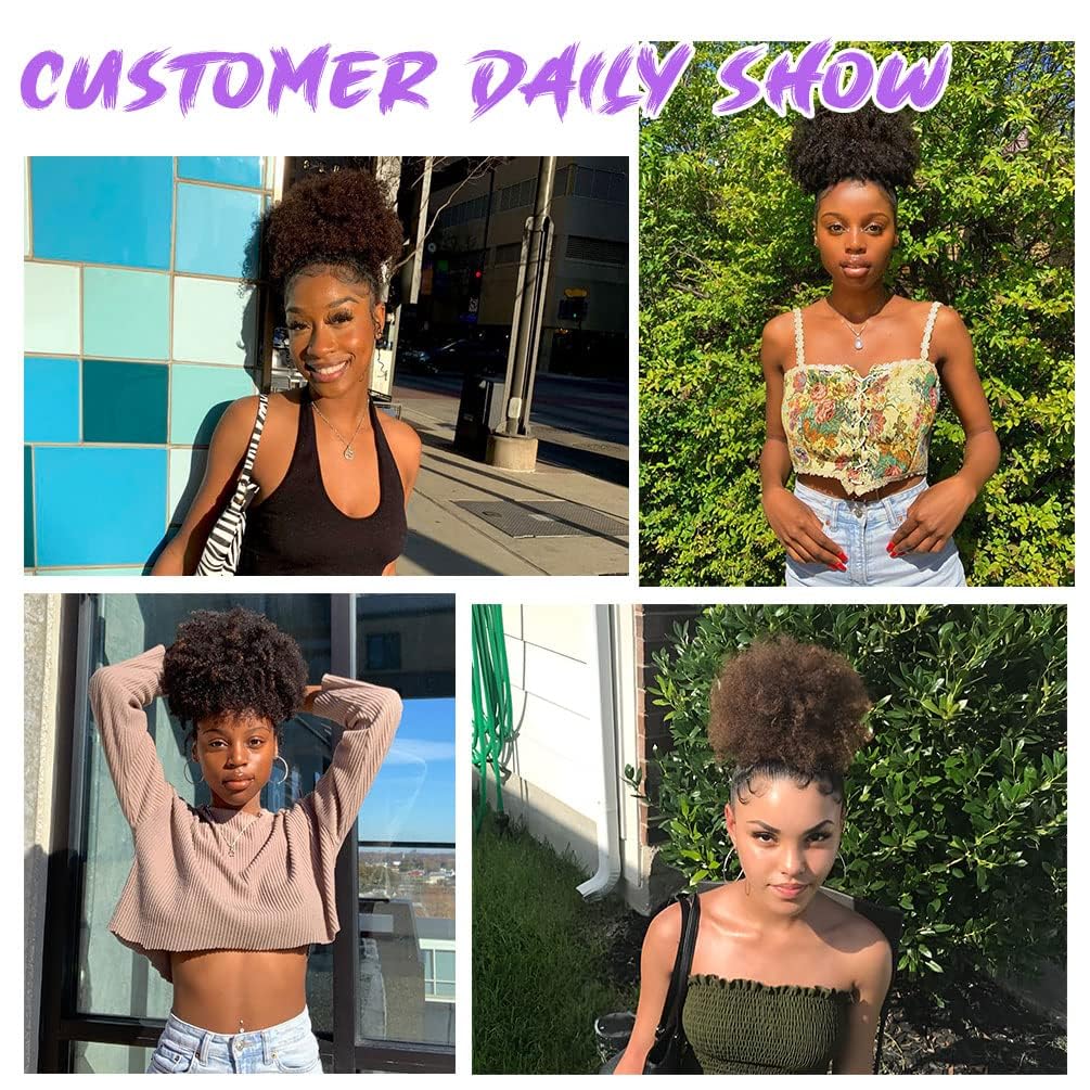 Afro Puff Drawstring Ponytail for Black Women - Premium Ombre Gray Bun | Stylish & Versatile Hair Accessory