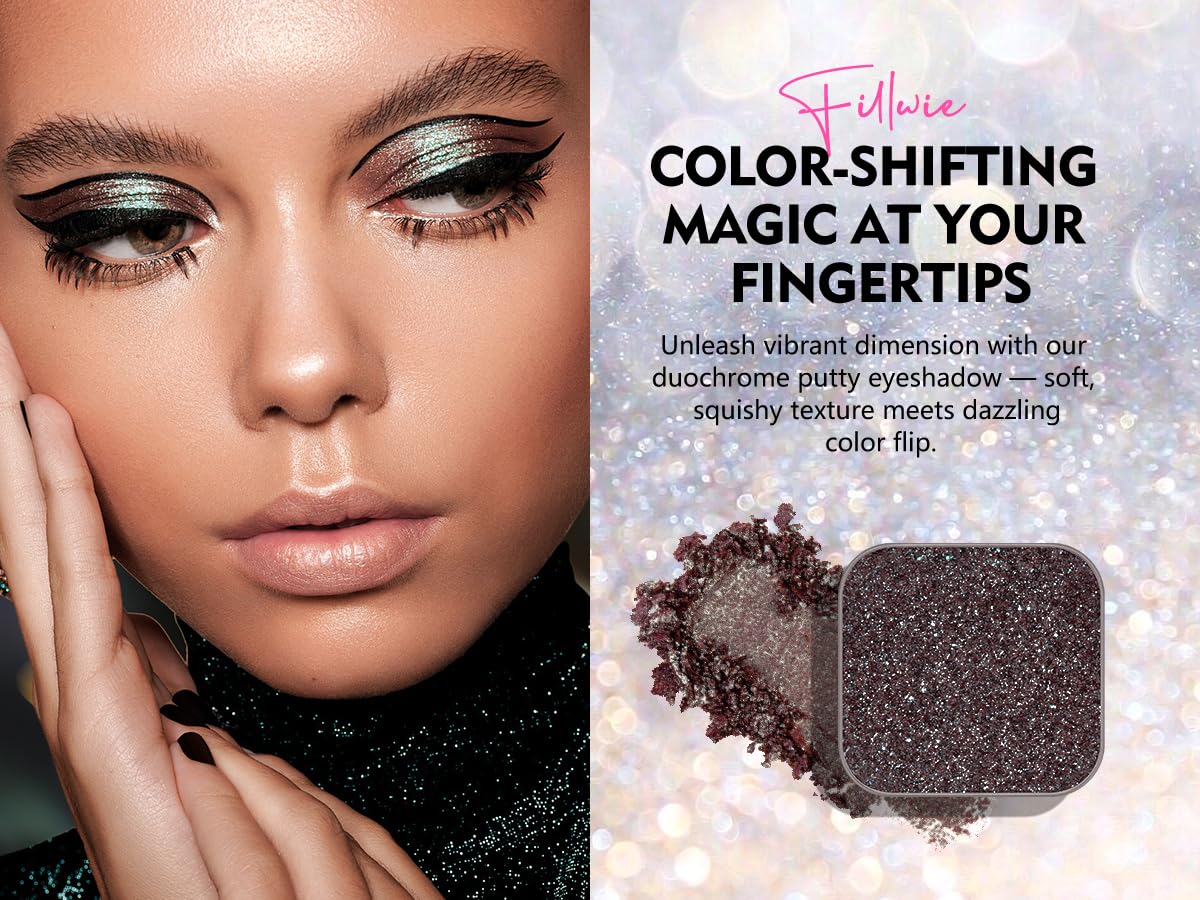 Chameleon Chrome Eyeshadow - Duochrome Lavender & Blue Reflects | Iridescent Metallic Shimmer, Bouncy Texture