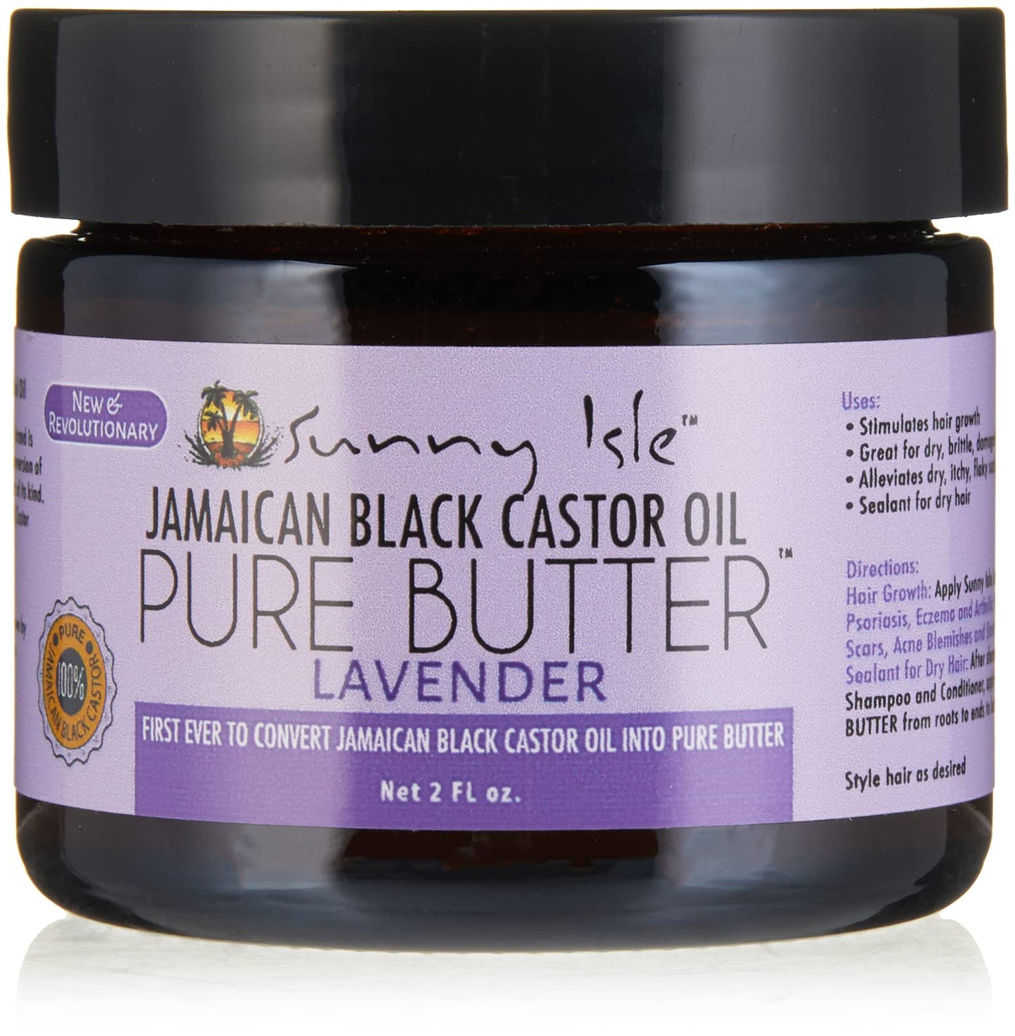 Sunny Isle Jamaican Black Castor Oil Pure Butter - Lavender, Natural, Organic - 2 oz