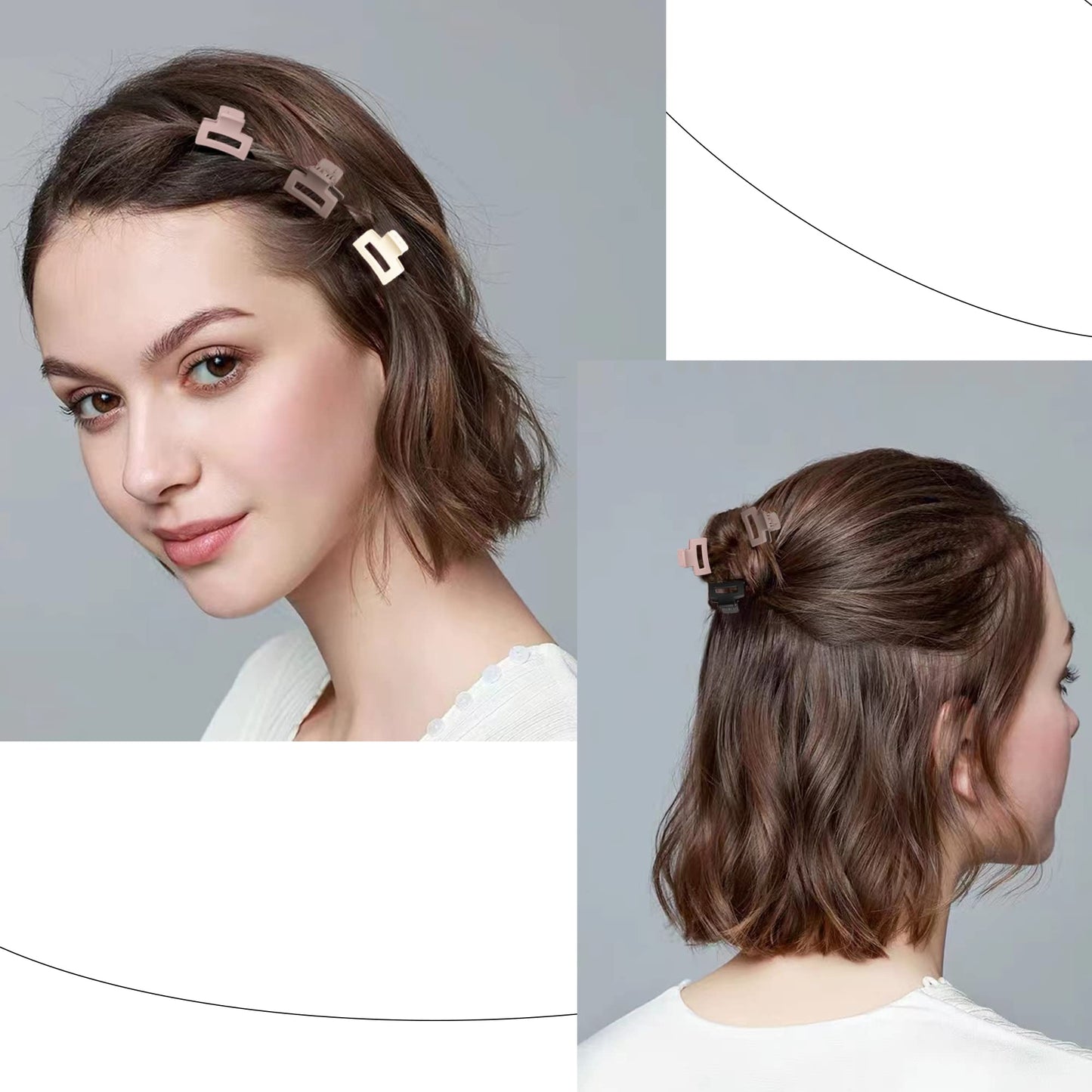 Small Claw Hair Clips for Women Girls - Mini Hair Clips Rectangle Tiny Claw Clips for Thin Hair Strong Hold Cute Jaw Clip Nonslip Hair Styling Accessories with Box