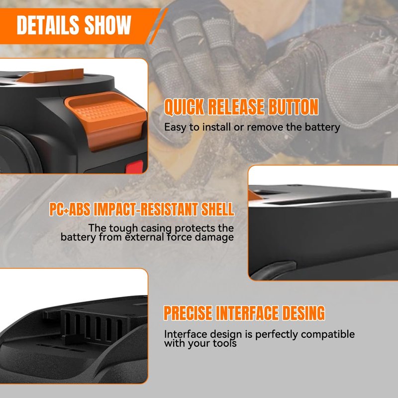 2Packs WA3520 7.0Ah MAX Replacement for Worx 20V Li-ion Battery Compatible with WG151 WG151.5 WG155 WG155.5 WG251 WG251.5 WG255 WG540 WG540.5 WG890 WG891 Cordless Power Tools