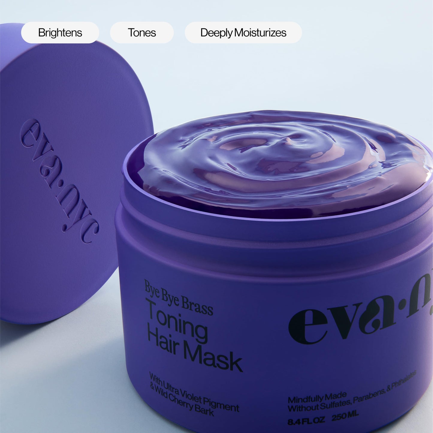 Eva NYC Toning Hair Mask - Anti-Brass Formula for Blonde, Gray + Lightened Hair - Ultra-Violet Pigment and Wild Cherry Bark to Tone and Moisturize - Neutralize Brass - Ginger Rose Scent - 8.4 fl oz
