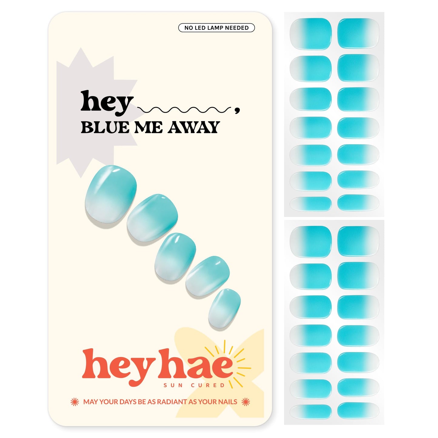 Heyhae Semi Cured Gel Nail Strips Salon Quality - Hey, Blue Me Away
