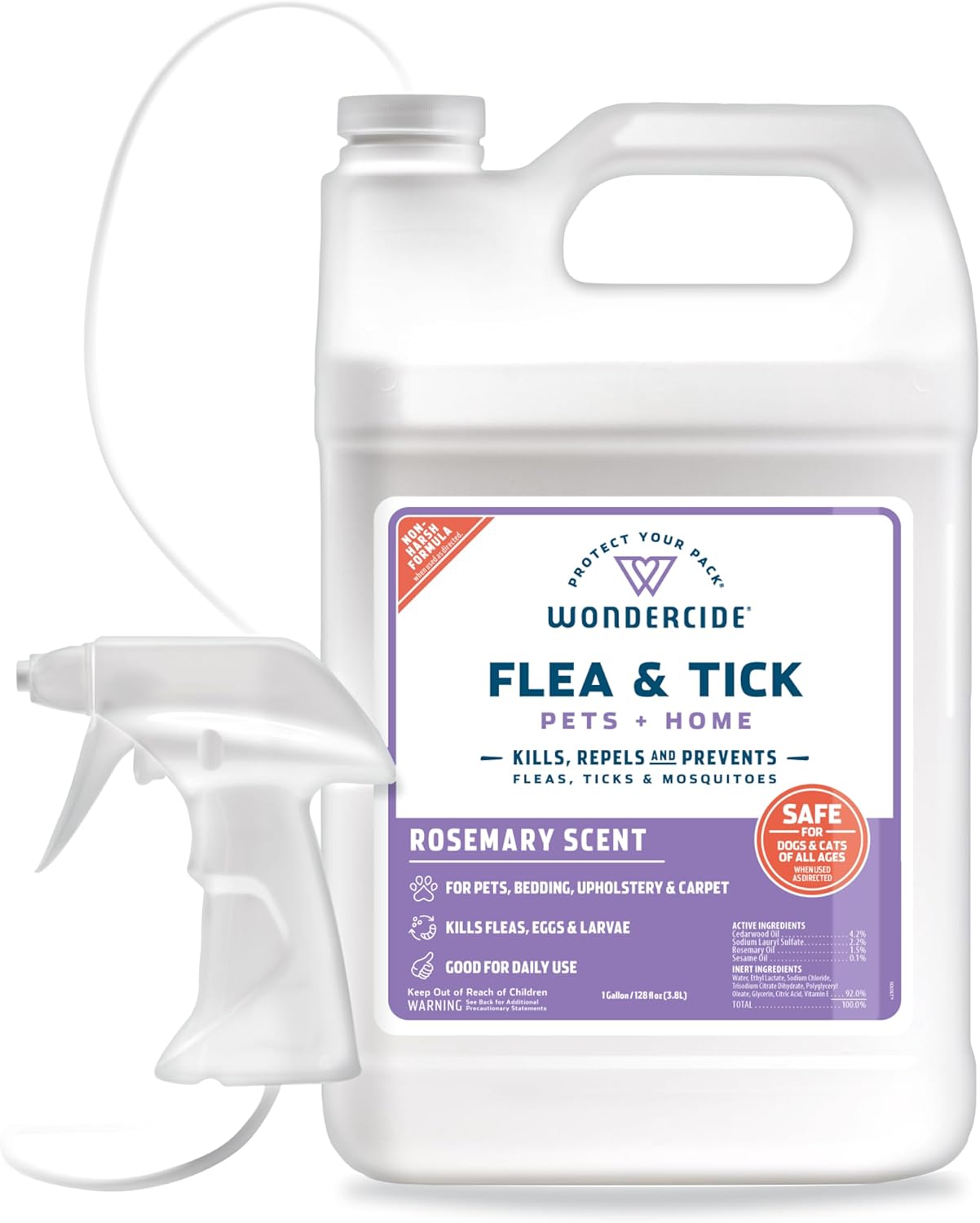 Wondercide Flea, Tick & Mosquito Spray - Natural Essential Oil Formula for Pets & Home | Lemongrass, 16 oz