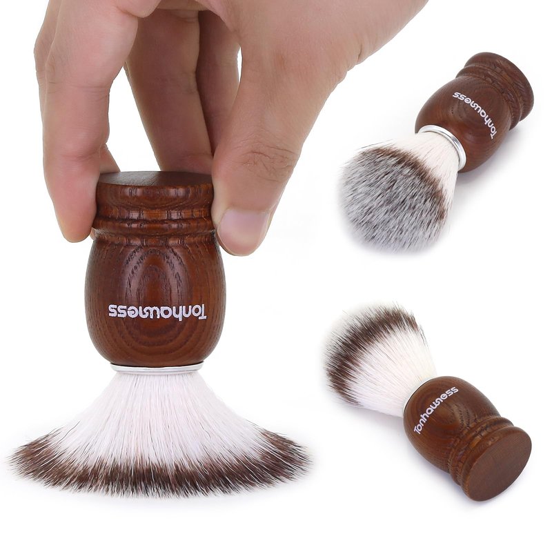 Synthetic Nylon Shaving Brush Wood Crafted Handle Shaving Brushes for Men, Handmade Beard Shave Brush for Gift