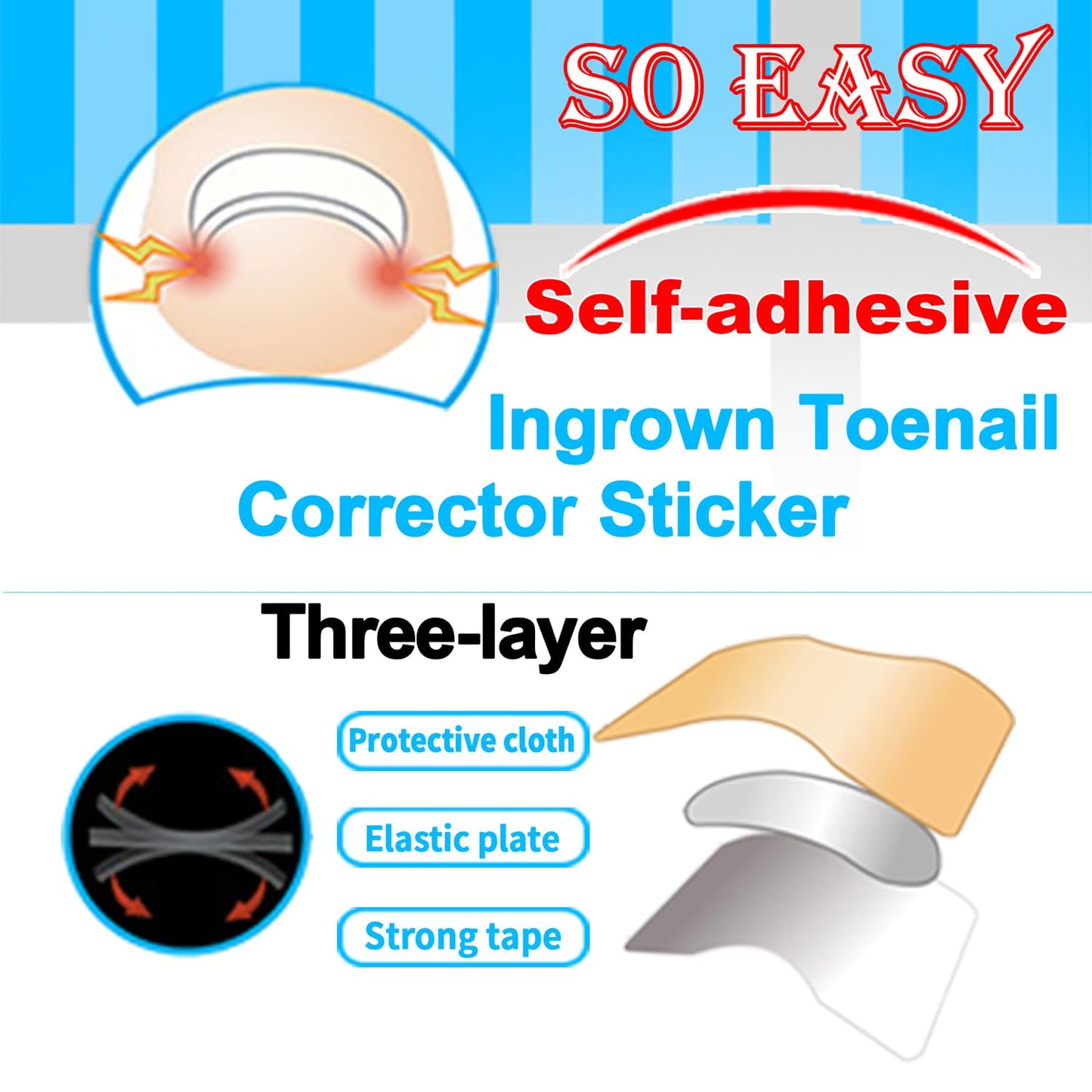 Ingrown Toenail Toolkit - Painless Curved Toenail Corrector with Breathable Strips & File | Home Pedicure Essential