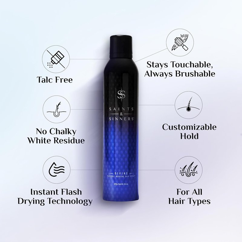 Divine Flexible Working Hair Spray - Long-Lasting Volume & Maximum Hold | Touchable, Brushable Finish