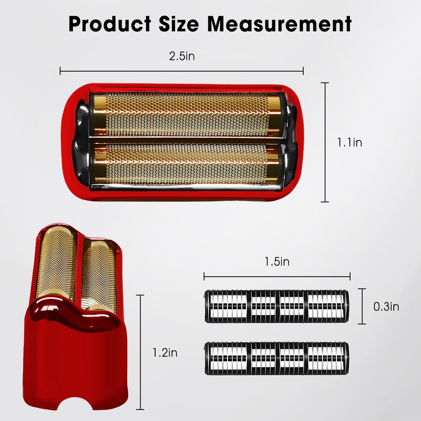 FXRF2G Shaver Replacement Head Compatible with BaByliss Pro FX3 Foil Shaver, Hypoallergenic Gold Foil, Red