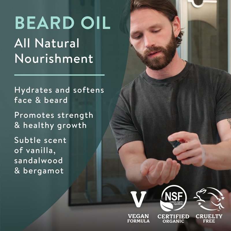 Badger Beard Oil, Babassu & Jojoba, Certified Organic, Premium Beard Conditioner, Beard Oil for Dry Skin, Beard Oil for Long Beards, Facial Hair Oil, 1 fl oz Glass Bottle