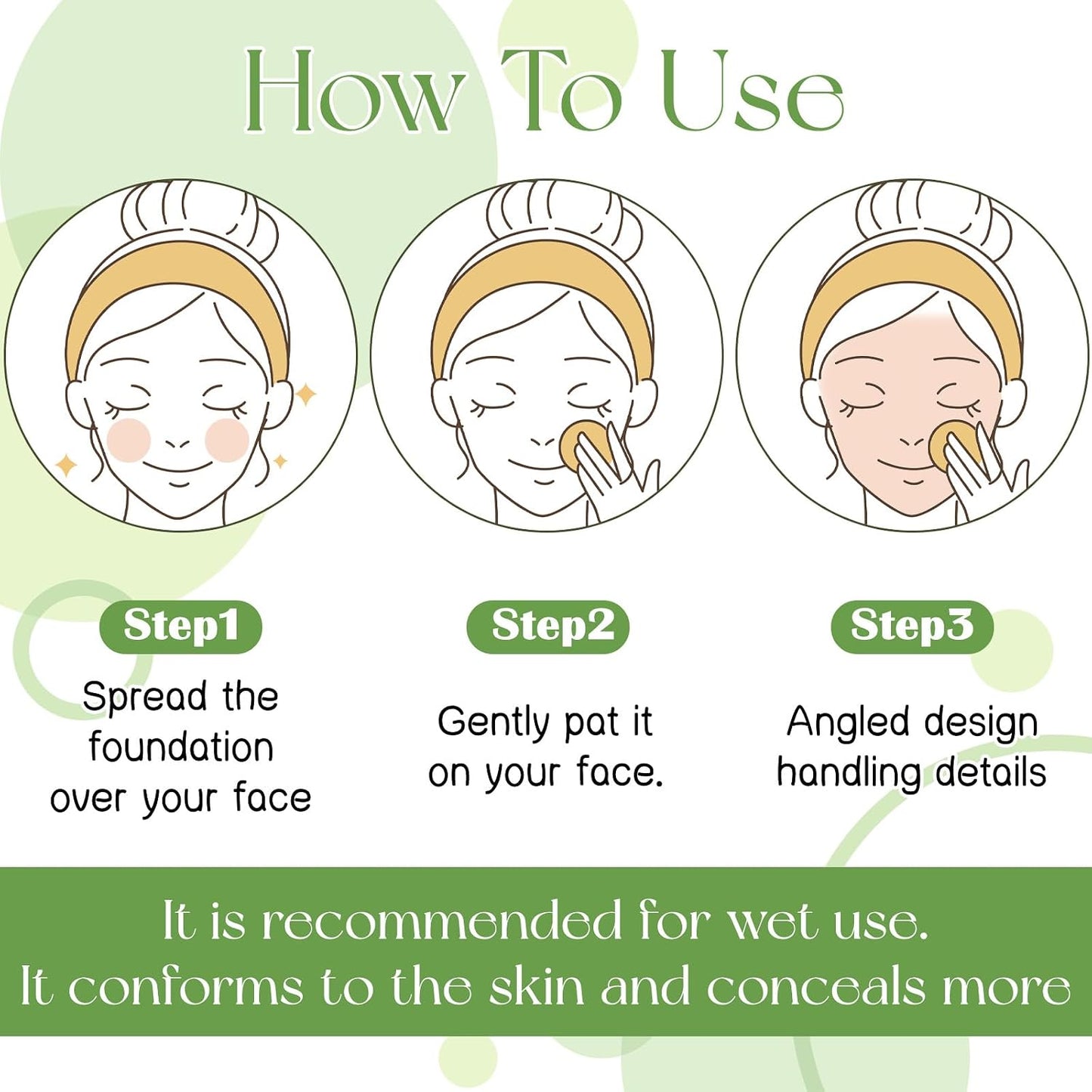 Makeup Sponges - 5 Pcs Latex-Free Foundation Applicators | Soft, Reusable Cushion Puff for Liquid Makeup