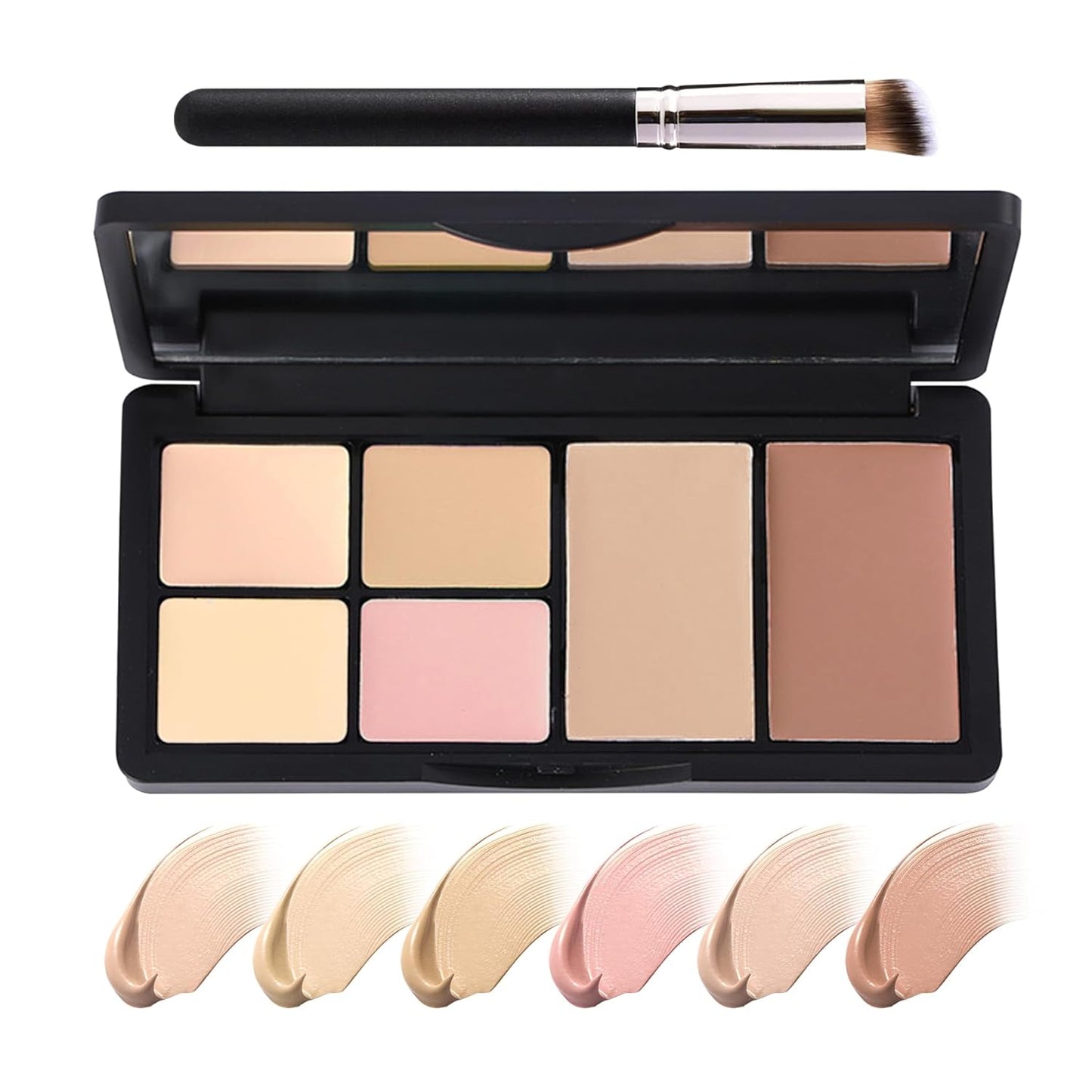 Correcting Concealer Palette - Waterproof Full Coverage Makeup Kit | 6 Colors with Brush