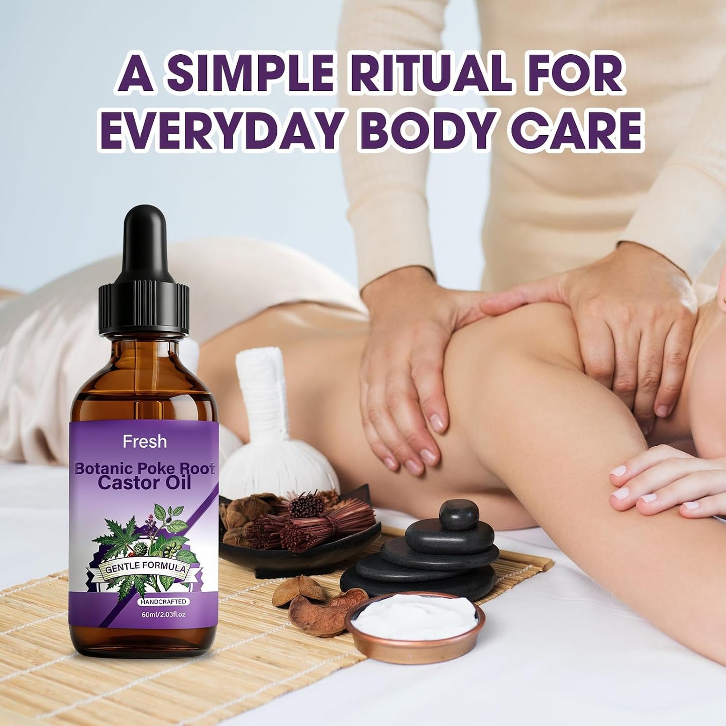 Poke Root & Castor Oil - Natural Lymphatic Support & Skin Wellness Blend with Vitamin E | Soothing Massage Oil