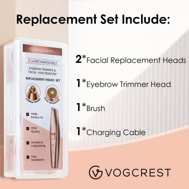 Replacement Heads for Eyebrow Facial Trimmer: Original Heads Replacement Set for 2 in1 Facial Eyebrow Trimmer - Suitable for Model VG-102, VG-1023,VG-1024