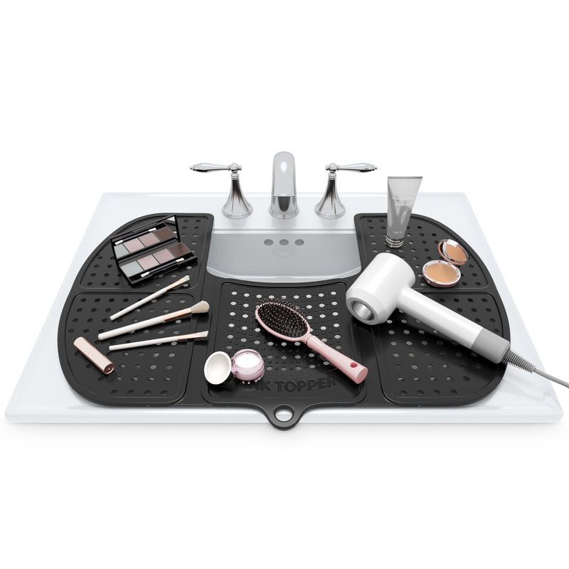 Sink Topper Bathroom Sink Cover for Counter Space & Storage Saver | RV Must Haves | Silicone Foldable Beauty Makeup Brush Cleaning Mat | Hot Tools Organizer | RV Sink Cover
