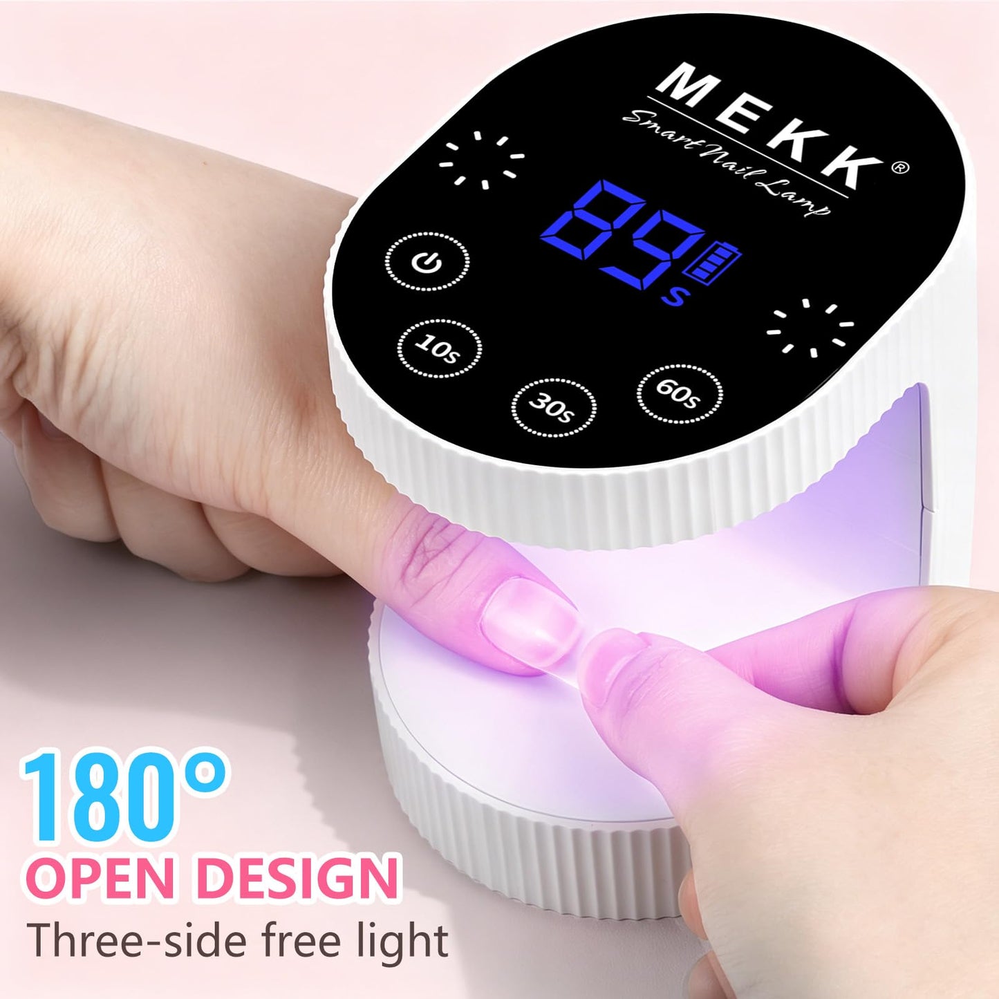MEKK Cordless Mini UV Light for Gel Nails - 24W Rechargeable Mini UV LED Nail Lamp with Touch Control & Auto Sensor,Small Flash Cure Lamp,4 Timers,Portable Nail Light for Tavel & Home Use(White)