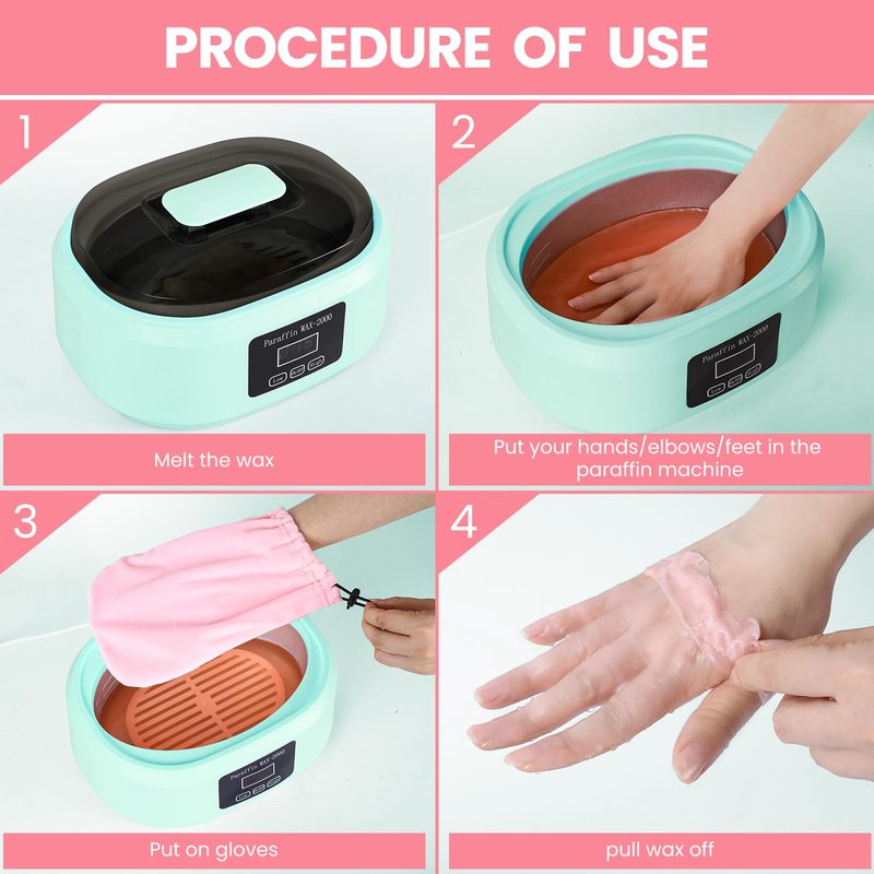 Paraffin Wax Machine for Hand and Feet - 3500ml Hot Wax Hand Wax Machine with 6 Pcs Paraffin Bath Wax, Auto-time and Keep Warm Paraffin Hand Wax Machine(Blue)