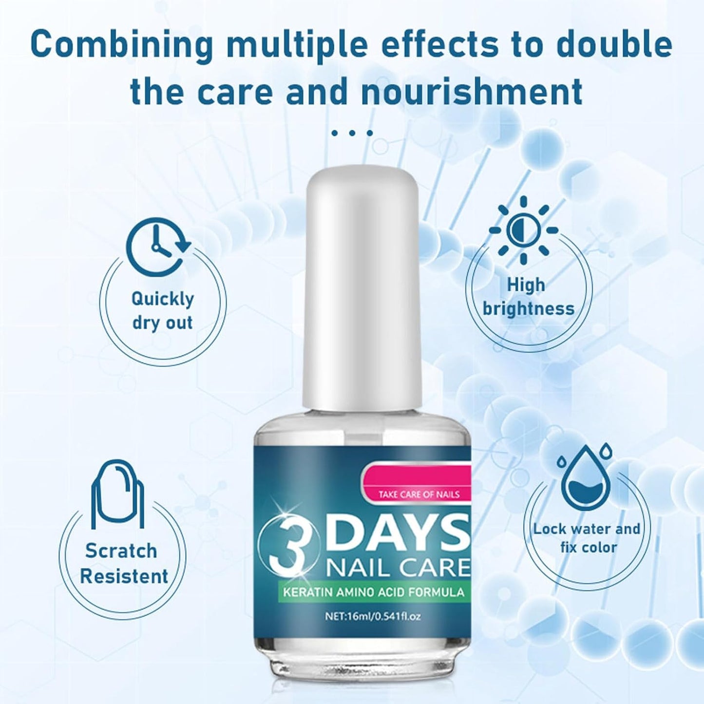 Nail Strengthener Polish - Keratin Treatment for Weak & Damaged Nails | Clear Moisturizing Solution for Stronger, Smoother Nails