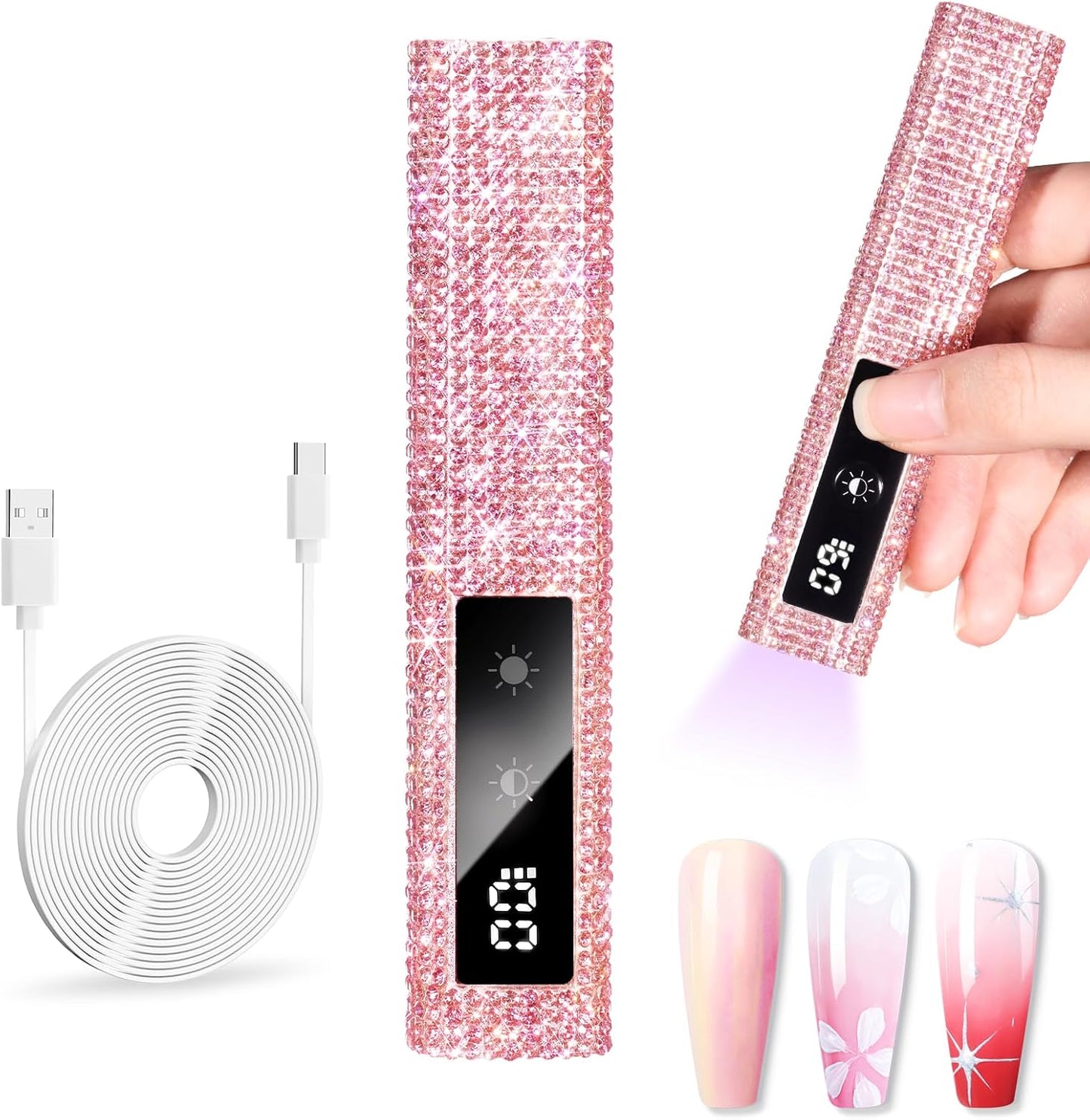 Makartt UV Nail Lamp - Handheld Flash Cure Light with Painless Mode & LCD Display | 800mAh Rechargeable, 3 Timers for Home & Salon Use