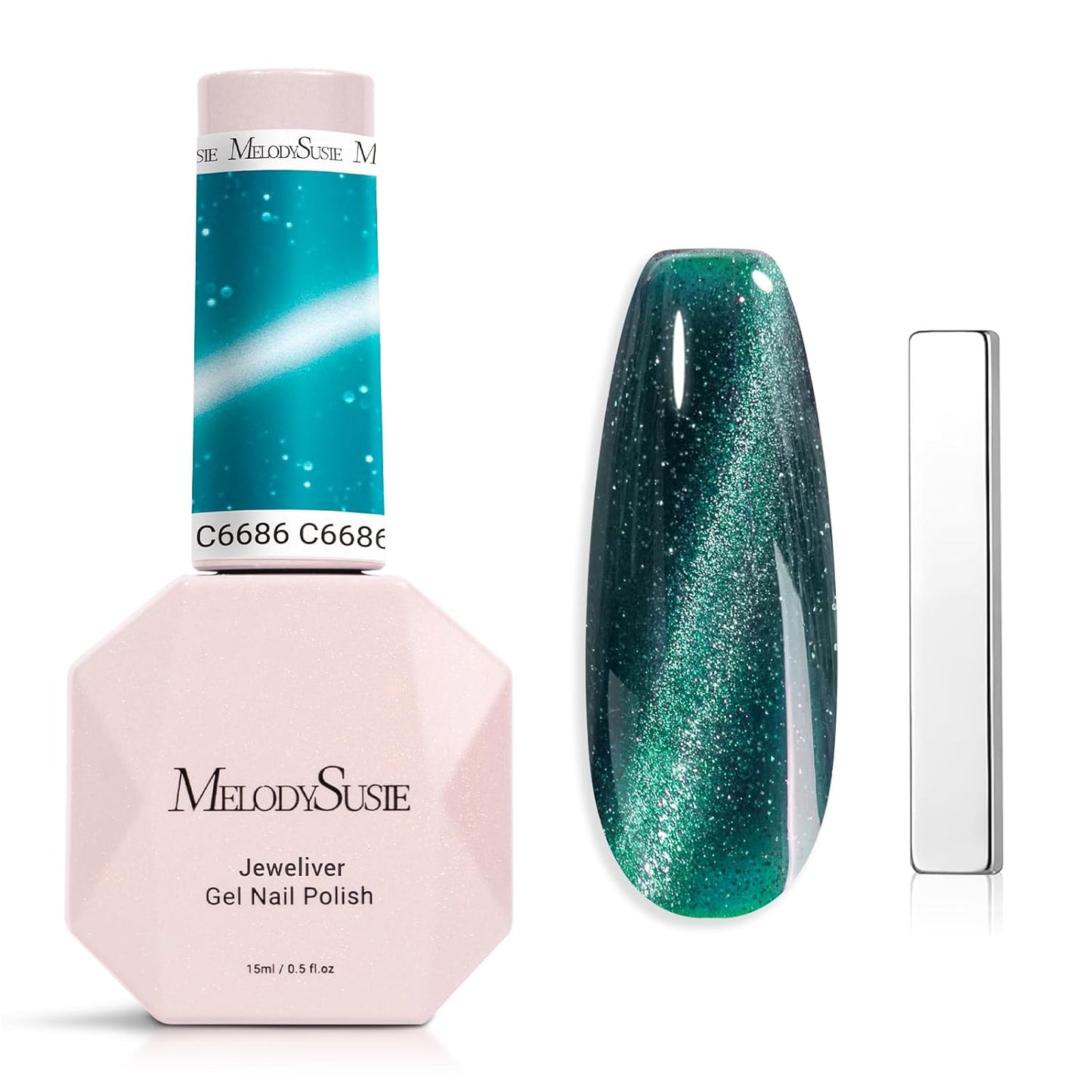 MelodySusie Cat Eye Gel Nail Polish - Burgundy Red Glitter Holographic | 0.5 Fl Oz UV Nail Art