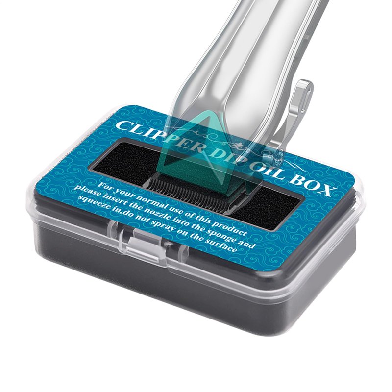 15g Hair Trimmer Oil Lubricant Sponge, Hair Clipper Blade Oil Dip Box, Portable Barber Applicator for Electric Shavers, Reduces Friction & Noise, Pro Stylist Maintenance Tool