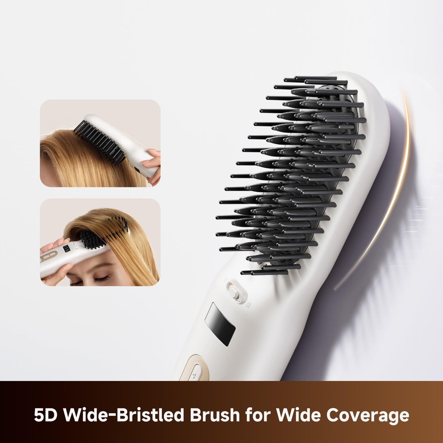 Dreame Silky Cordless Hair Straightening Comb, Rechargeable Ionic Straightener Brush for Women, 2Billion Ions, Fast Heating MCH & 7 Temp Settings Hot Comb, 5D Wide-Bristle Design, Mini Travel Size