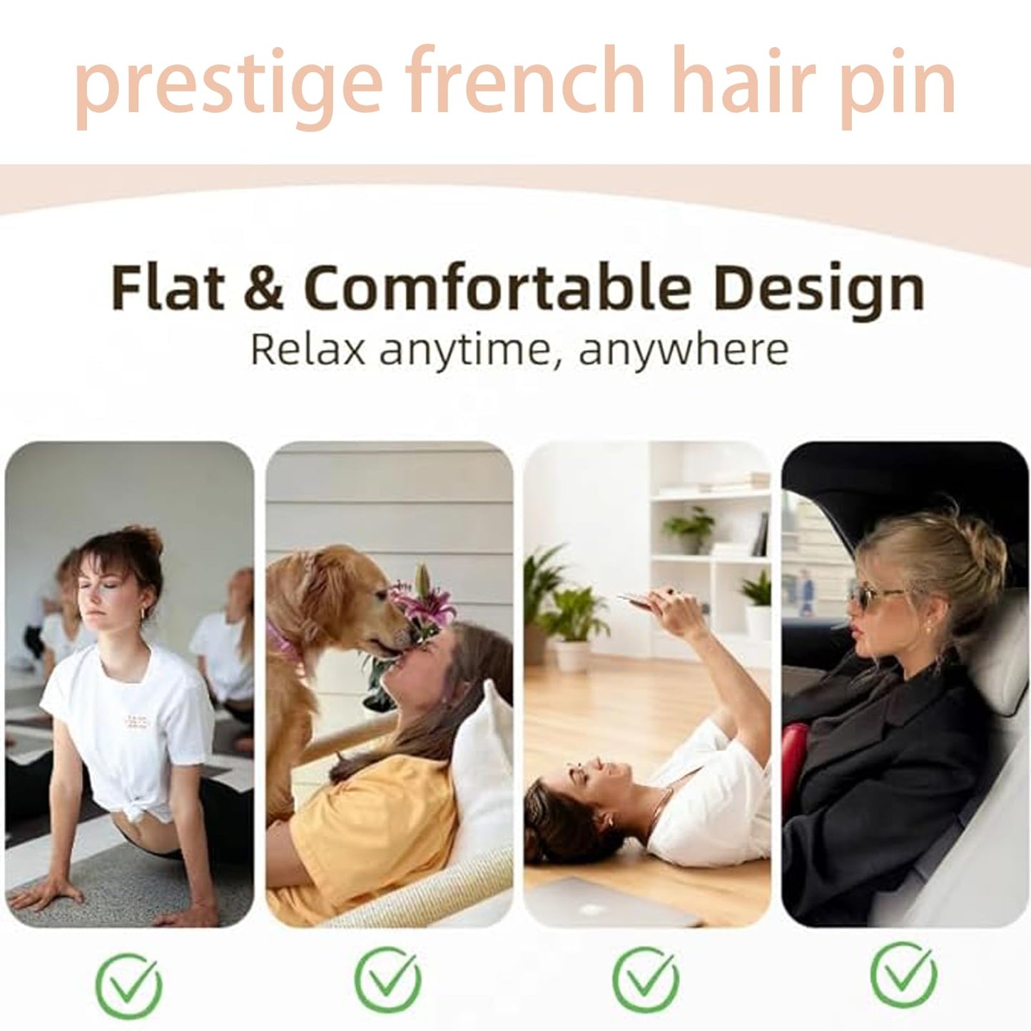 5PCS Prestige French Hair Pin,Prestige Hair Pin for Thin Thick Hair,Double-notch Locking Mechanism Anti-loosening Women Hair Accessories (light)