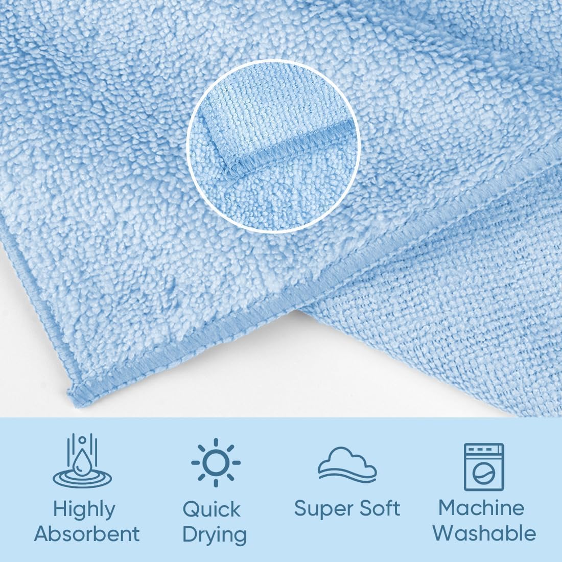Quick Drying Face Towels - Super Absorbent Wash Cloths for Body & Face | Pink, Light Blue, Green, Navy Blue