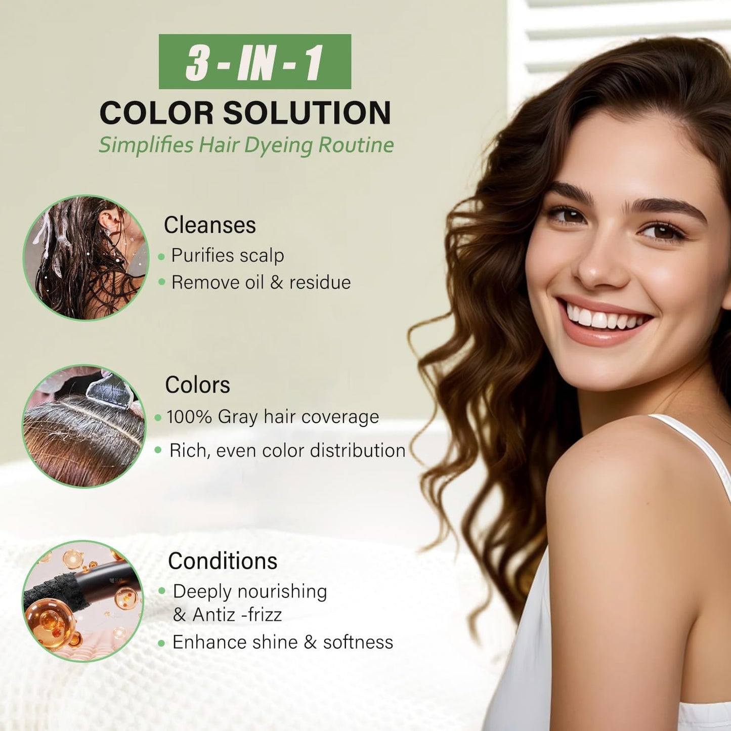 Natural Hair Color Shampoo for Gray Coverage, Instant Red Hair Dye Shampoo 3 in 1, Shampoo Hair Dye Works in Minutes, Red Hair Shampoo, Shampoo Para Canas for Women and Men