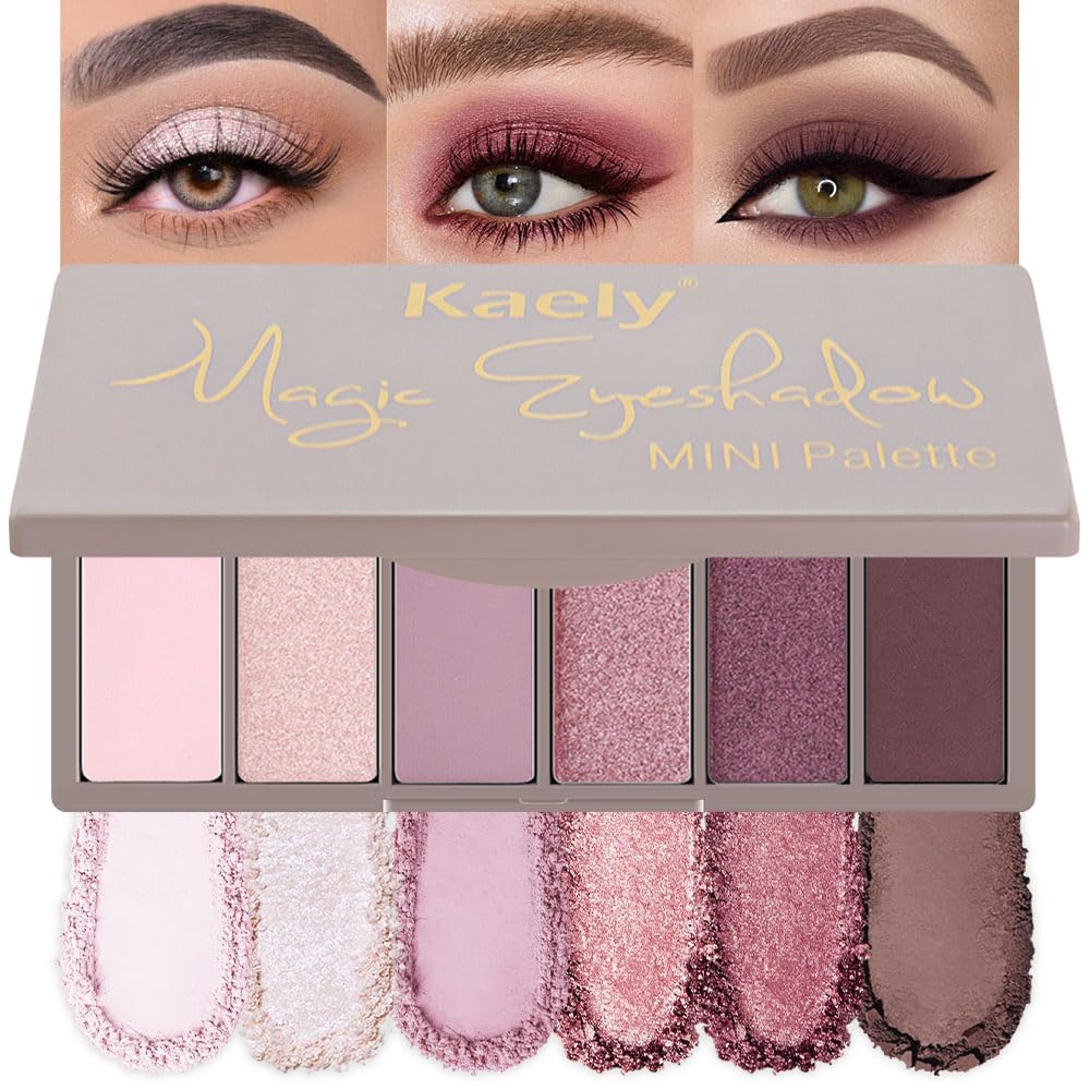 Eye Shadow Palette for Older Women - 6 Colors, High Pigment, Mini Travel Size | Green Eyes, Nude Pink, Rose Gold