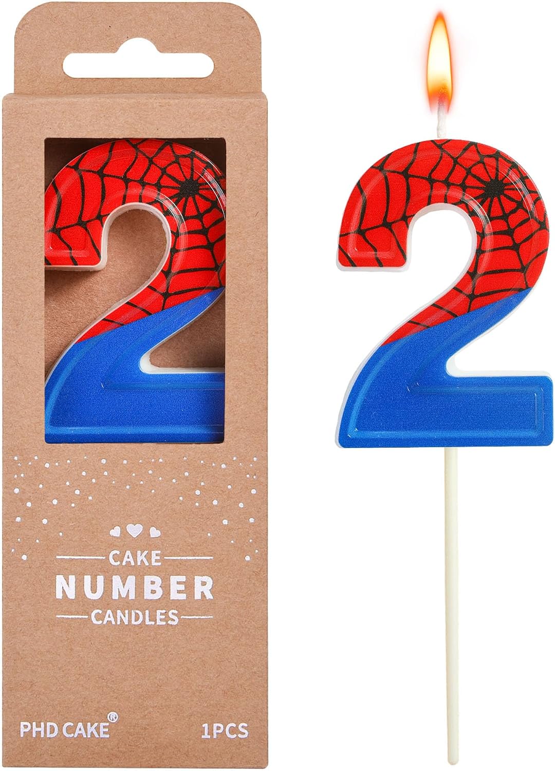 Number 4 Spider Birthday Candles - Fun 2.76 Inch Cake Decoration for Parties