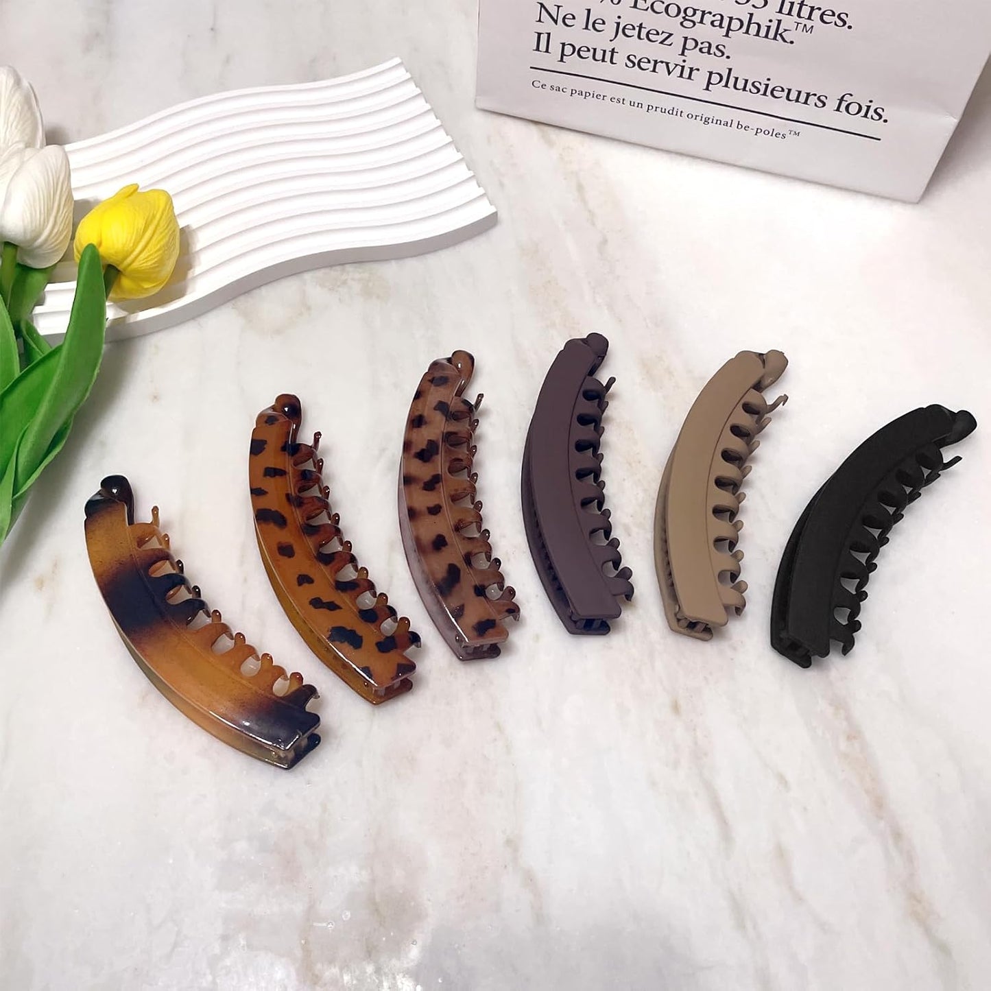 Banana Hair Clips - 6 Pcs Large 5-Inch Non-Slip Claw Clips for Women & Girls
