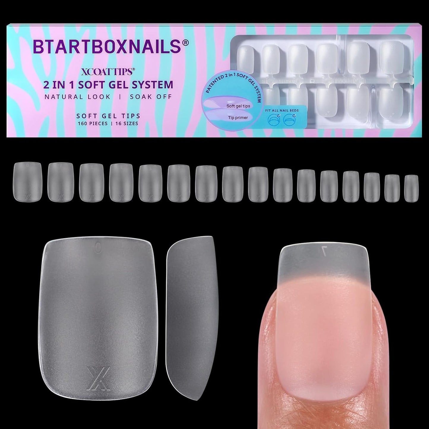 BTArtbox Press-On Nails - 5 Shades of Nude Long Stiletto | 16 Sizes for Easy Application & 4-Week Wear