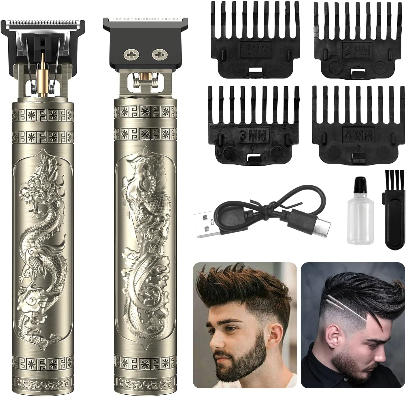 Beard Trimmer for Men - Cordless Rechargeable Hair Clipper & Shaver | Barbershop Quality (Bronze)