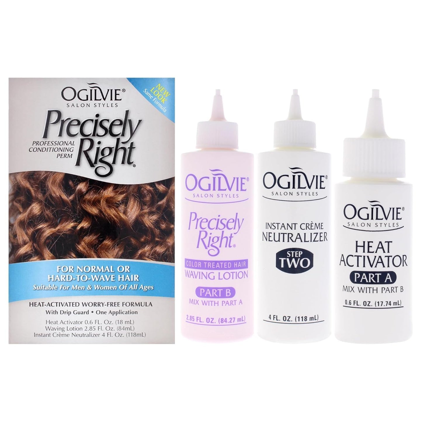 Professional Conditioning Home Perm Kit for Men & Women - Heat-Activated Formula for Normal or Hard-to-Wave Hair - 1 Application