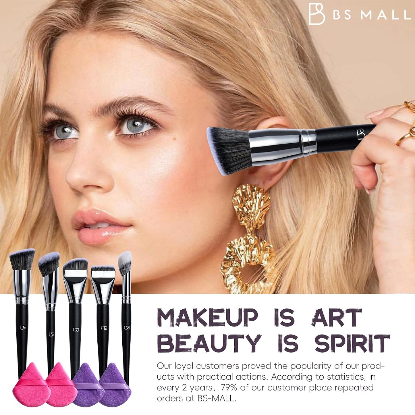 5 Pcs Professional Makeup Brush Set - Ultra-Soft Triangle Puffs & Multi-Functional Beauty Tools for Daily Use | Perfect for Eyeshadow, Concealer, Blush, and Foundation