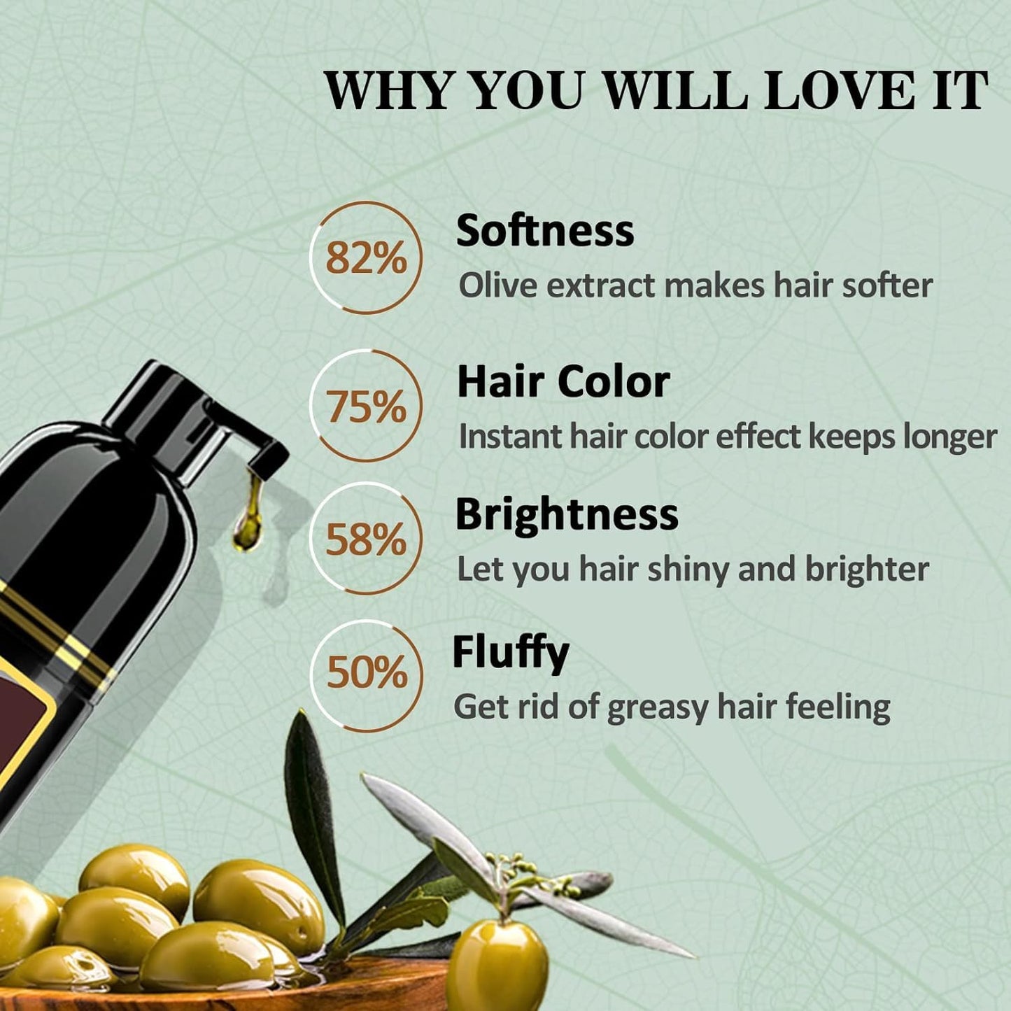 Cherry Brown Hair Dye Shampoo - 3 in 1 Color Treatment for Quick Results | Nourishing Formula