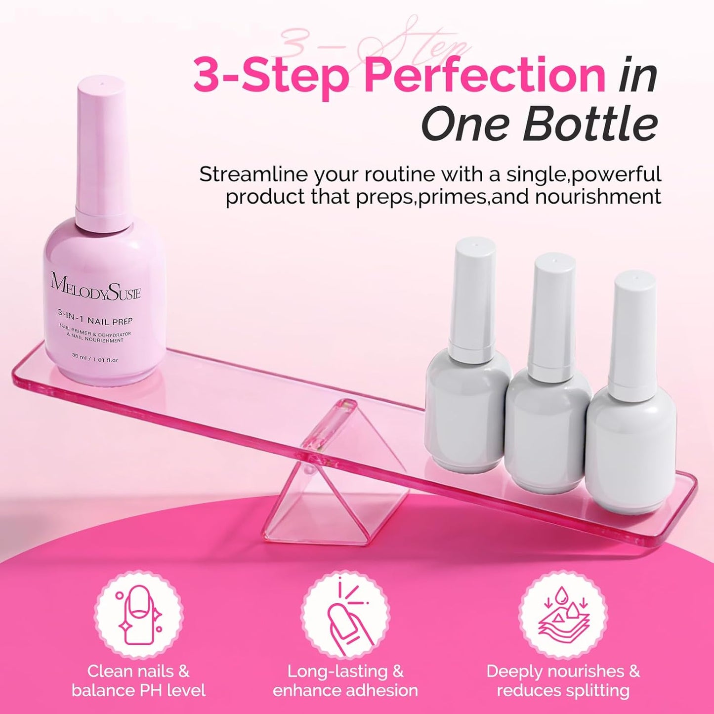 MelodySusie 30ML Nail Dehydrator & Primer | HEMA-Free, Acid-Free Nail Prep for Acrylic & Gel Nails