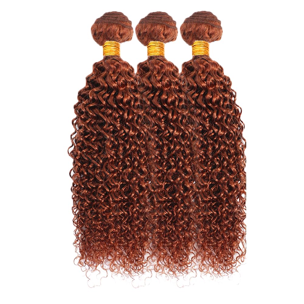 30 32 34 Inch Reddish Brown Bundles 33 Kinky Curly Human Hair Bundle Brazilian Virgin Hair 3 Bundles Copper Red Human Hair Extensions
