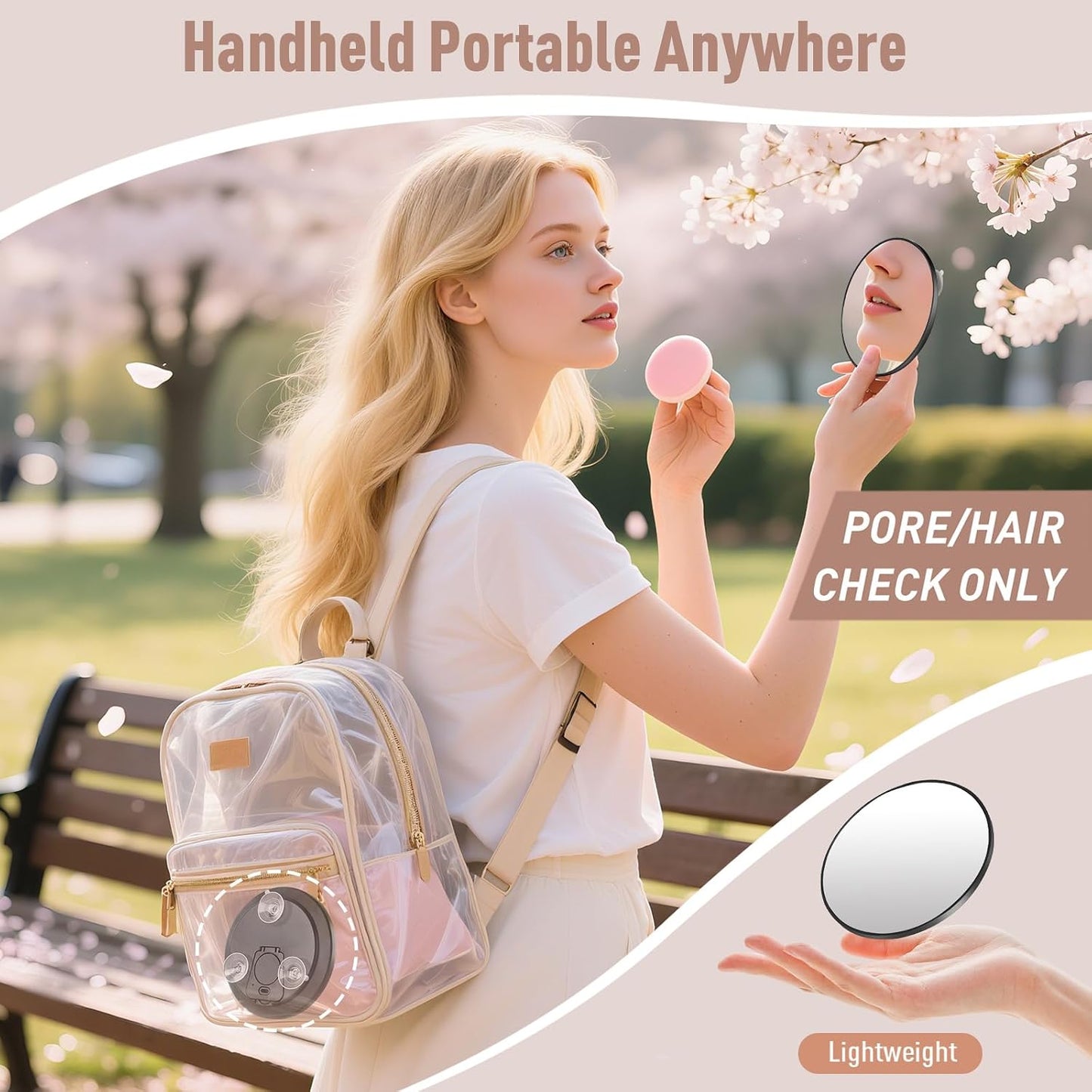 40x Magnifying Makeup Mirror - Compact Travel Vanity Mirror with Suction Cup | Portable Handheld Design