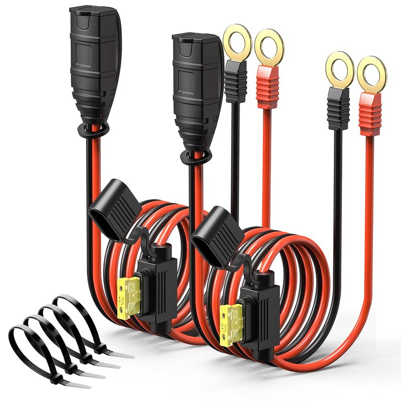 2 Pack M10 18inch Wires Harness Compatible with NO-CO GC008 X-Connect, Genius Smart Battery Chargers Extension Eyelet Terminal Accessory