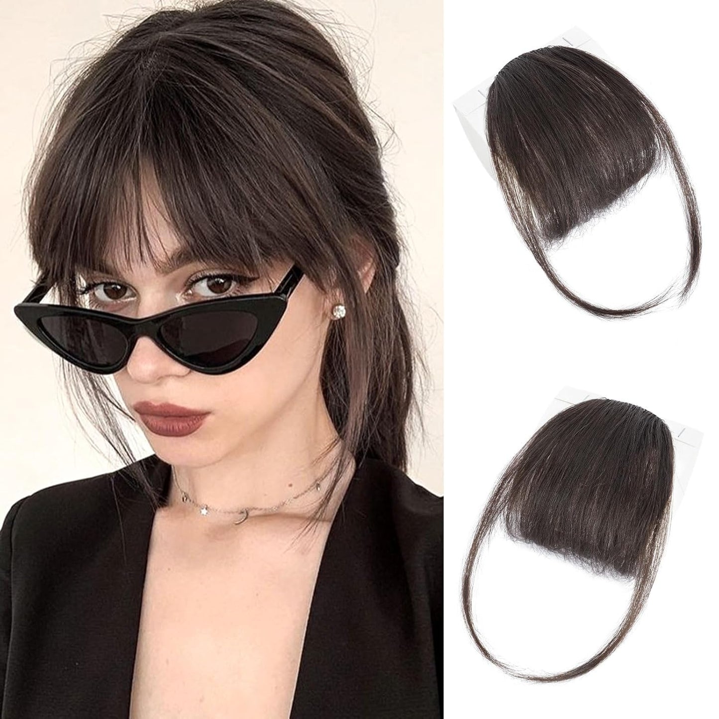 Clip-In Bangs - 100% Real Human Hair Wispy Fringe Hairpiece | Natural Ash Blonde for Daily Wear & Festivals