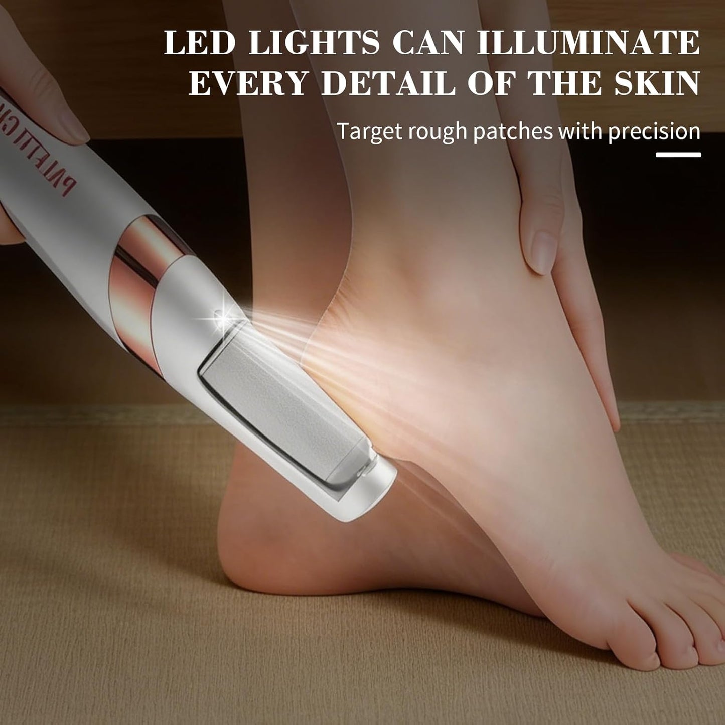 Electric Foot Callus Remover - Dual Roller Heads, 2 Speeds & LED Light | 90-Min Runtime Pedicure Tool