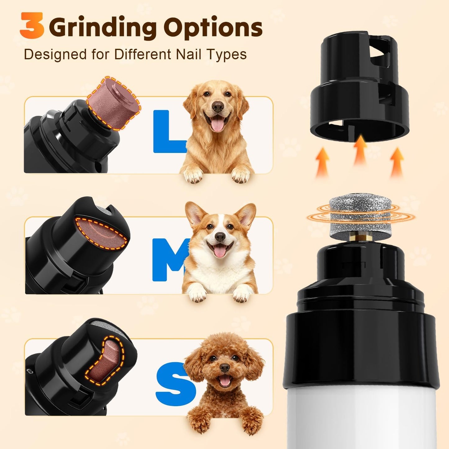 Silent Dog Nail Grinder - Whisper Quiet Claw Trimmer for Stress-Free Grooming | Safe for Dogs & Cats