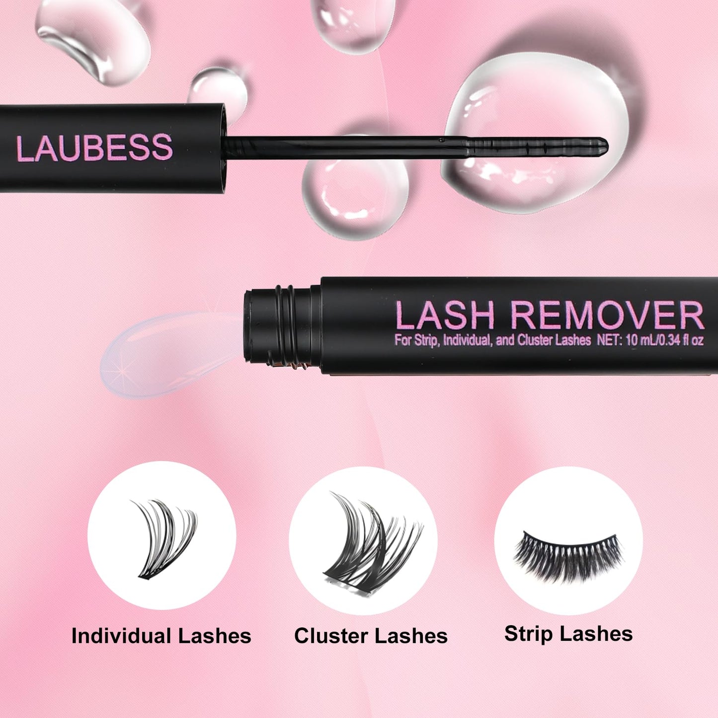 Lash Remover for Lash Extensions LAUBESS 10ml Lash Glue Remover Individual False Lash Cluster Remover DIY Lash Extension Remover Eyelash Glue Remover