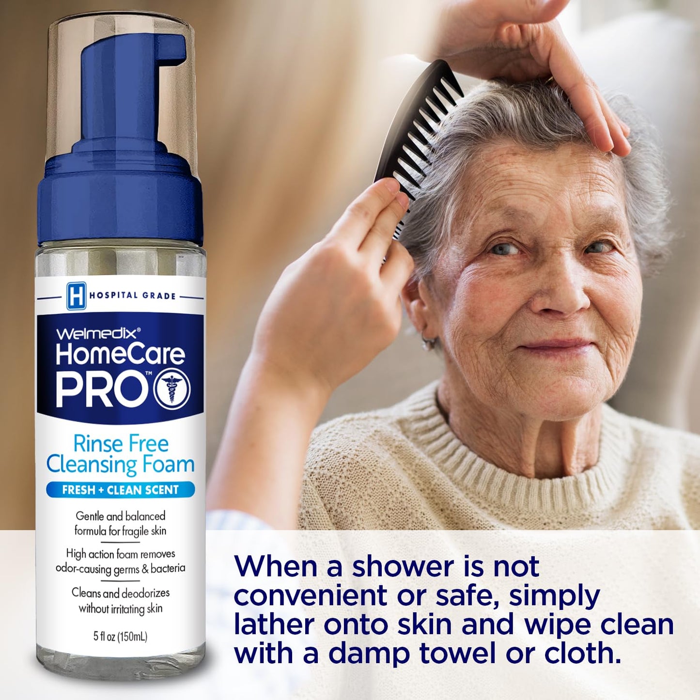 Welmedix No Rinse Cleansing Foam - Rinse Free & Waterless Body Wash