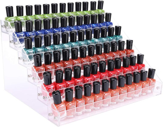 Acrylic Nail Polish Organizer - 6-Tier Display Rack for 48-96 Bottles | Ideal for Tattoo Ink & Essential Oils